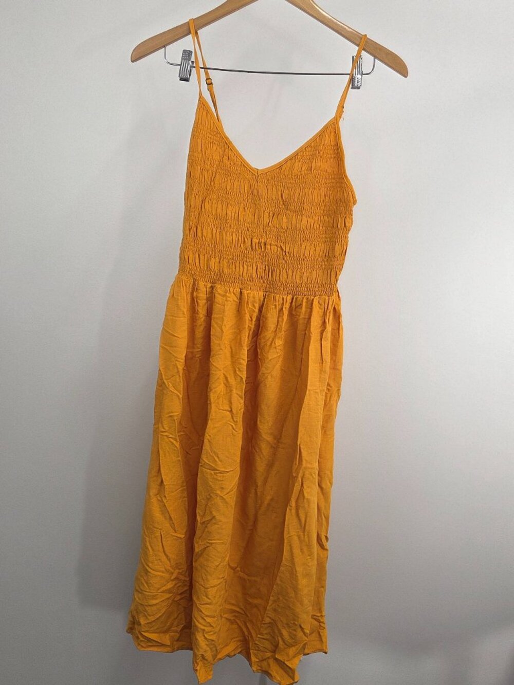 Wild Fable Midi Sun Dress Women’s Small Mustard Yellow Smocked Sleeveless NWT